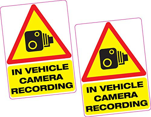 2X in Vehicle Camera Recording Vinyl Sticker 100x70mm Car Van Taxi Dash Cam