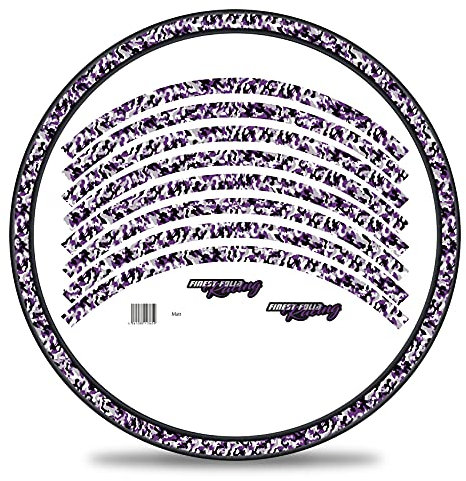 16-teiliges Set Felgenrandaufkleber Sticker für Fahrrad Felgen im Camouflage Design Komplett Set für 27 29 für Ebike Rennrad Mountainbike MTB Laufrad RX033 (Lila, Matt)