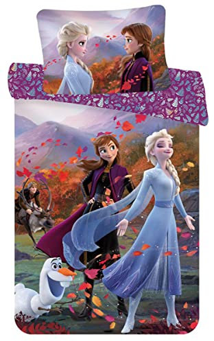 Disney Frozen 2 Baby Bettwäsche Set Baumwolle, Bettbezug 100x135 cm, Kissenbezug 40x60 cm