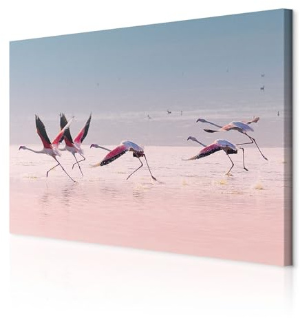decomonkey Akustikbild Natur 120x80 cm 1 Teilig Leinwand Modern Bilder | Wandbilder XXL, Schallschlucker, Schallschutz, Akustikdämmung, Wandbild, Deko, Leise, Flamingo, Landschaft