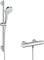 hansgrohe Croma Select S - Brausesystem Aufputz, Duschset mit Duschkopf (3 Strahlarten), Brausethermostat Ecostat 1001 CL, Duschschlauch 160 cm und Duschstange 72 cm, Weiß/Chrom