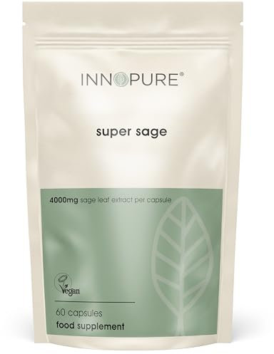 INNOPURE Super Sage Leaf Menopause Supplement – 4000mg Pure-Fill (No Fillers or Binders) Vegan Society Registered, 2 Month Supply, 60 Capsules, UK Made