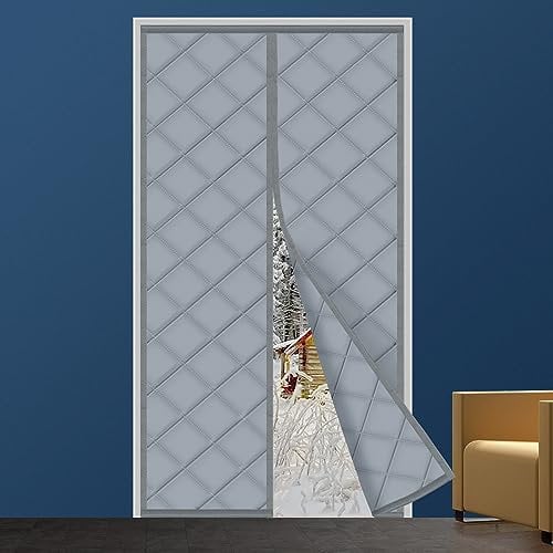 WENT Magnet Wärmeschutzvorhang für Türen 80x200 cm, Volle Größe, Thermo Türvorhang, Isolier Schutz Vorhang, Haustierfreundlich, Wasserdicht, Winddicht, Rauchgrau