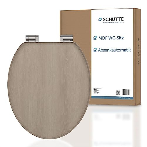 SCHÜTTE WC-Sitz MODERN mit Absenkautomatik aus Holz | Toilettensitz mit Klodeckel | Holzkern Toilettendeckel mit Motiv (maximale Belastung der Klobrille 175 kg) | Holz