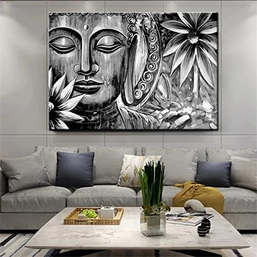 DIY Diamond Painting,Graue Buddha-Statue 5D Adult Kinder Diamant Painting Bilder Kits,Full Drill Strass Stickerei Kreuzstich Diamant Malerei Leinwand Mosaik Home Wall Decor Square Drill,80x100cm