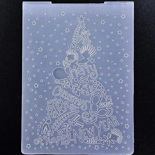 KWELLAM Merry Christmas Tree Happy New Year Schneeflocke Schneefall Stern Hintergrund Kunststoff Prägeschablonen für Kartenherstellung Scrapbooking und andere Papierhandwerk 22092607