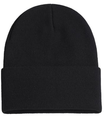 ANEWISH Unisex Warme Beanie Strickmütze,Wintermütze für Damen und Herren,Feinstrick Mütze,Doppelt Gestrickt Bunte Hüte - Schwarz