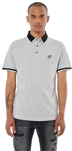 Kaporal - Polo Blanc et Noir Homme - Roman - S - Blanc