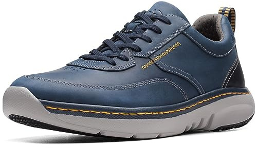 Clarks Pro Lace Mens Wide Fit Trainers 40 EU Navy Leather