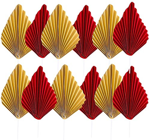 12 piezas de abanico de hoja de palma para decoración de tartas de hoja de lanza de palma, decoración de tartas, decoración de hojas para decoración de tartas de boda