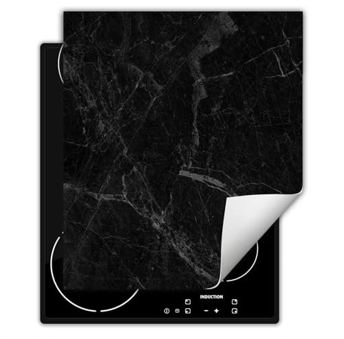 SMTDeco herdabdeckplatte Induktionsmatte herdabdeckung ceranfeld abdeckplatten für ceranfelder induktionskochfeld schutzmatte 45x52 cm Marmor Stein Schwarz