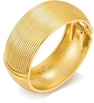 LILIE&WHITE Damen Armreif Gold - Breites Design mit Feinen Linien, Hypoallergen und Farbtreu - Elegantes Schmuckstück und Geschenkidee für Geburtstage, Jubiläen und Besondere Anlässe