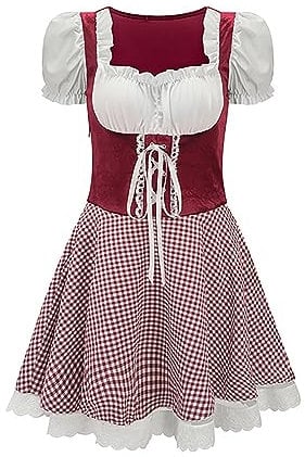 Blitzangebote des Tages Dirndl Damen Midi Trachtenkleid Trachtenmode Dirndl Aktion Kleid für Oktoberfest Besondere Anlässe, Bierfest Dirndl Tasche Erstkommunion Geschenke Mädchen