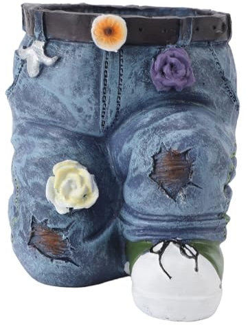 banapoy Jeanshosen-Blumentopf, Kunstharz-Blumenpflanztöpfe, Jeans-Form, Gartenfiguren, Pflanzgefäße, DIY-Blumentöpfe, Blumentopf-Ornament für Zuhause, Rasen, Hof, Innenhof