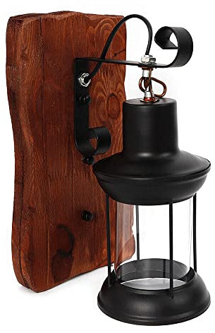 Sindipanda Vintage Holz Wandleuchte Wandlampe Industrielampe Außen Laterne Licht Dekor für Bar/Café/Restaurant/Ganggang (140 x 290 (mm))