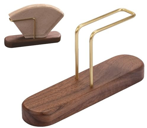 FEMONGY Supporto per filtro da caffè, porta filtro caffè, universale filtri di carta porta filtro da caffè - Portafiltro caffè portaoggetti, 7x14x3,5 cm (A - Noce)