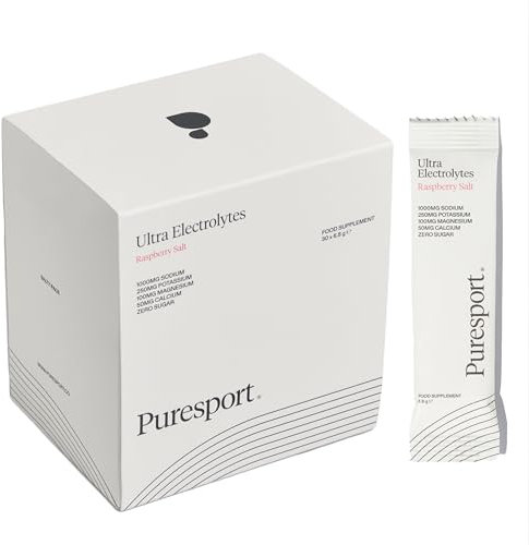 Puresport Ultra Electrolytes Hydration Raspberry Salt (30 Pack) | High Performance Sugar Free Electrolytes Powder | 1000mg of Sodium | Electrolyte Sachets Optimise Hydration/Support Muscle Function