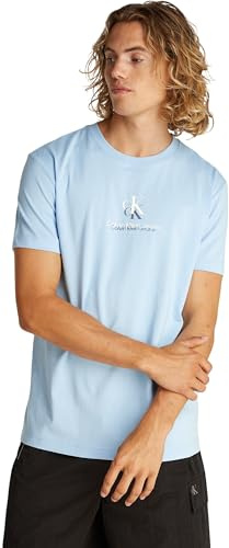 Calvin Klein Herren T-Shirt Kurzarm Shadow Logo Tee Regular Fit, Blau (Blue Bell), XL