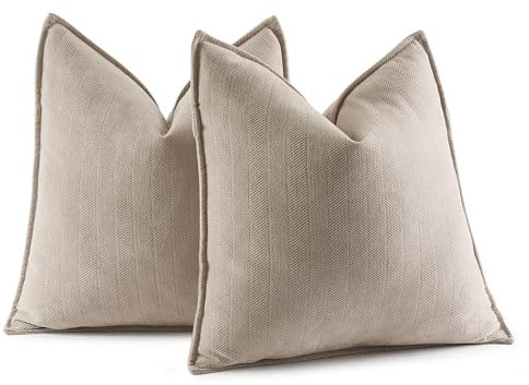 MIULEE 2er Kissenbezug 40x40 Beige Chenille Kissenbezüge Kissenhülle Sofakissen dekokissen zierkissen Elegantes Design für Couch Sofa Wohnzimmer