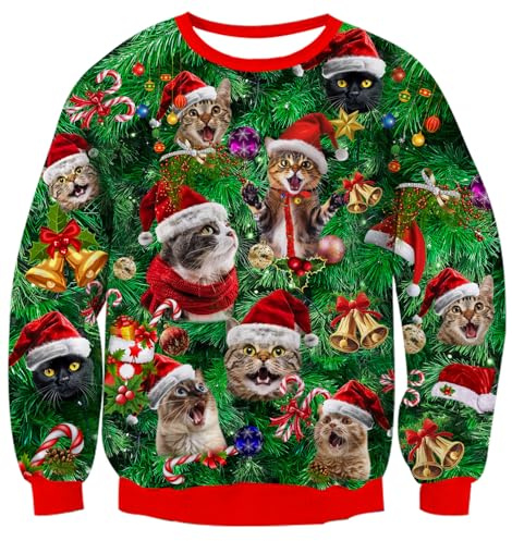 AIDEAONE Herren Damen Komisch Weihnachten Pullover Rundhals Sweatshirt Ugly Christmas Sweater