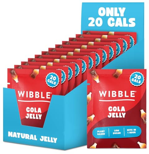 Wibble Jelly Crystals, Cola Natural Jelly Powders, Quick Set, 12 pack, Jello, Low Sugar, Plant-Based, Low Calorie Snack, Healthy Dessert, Serves 4, Vegan Jelly Crystals, Vegetarian Jello Powder