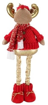 Corlidea Weihnachtsmann Elch Schneemann mit Teleskopbeinen, Weihnachtsfigur aus Plüsch, Cremefarben, Weihnachtsornament, Kamin, Tischdeko, Kamin, Weihnachtsbaum, Haus