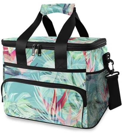 Tropische Pflanze Paradiesvogel Blume Kühltasche Thermo Isolierte Picknicktasche Groß Auslaufsicher Kühltasche Lunchbox für Erwachsene Männer Frauen