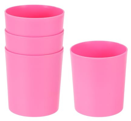 M METERXITY 4-Pack Plastic Plant Pots, 4 Inch Round Flower Pots Pink | Flower Planter Containers, for Indoor, Outdoor, Garden, Plant Holder