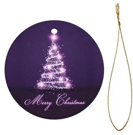 Violetter Weihnachtsbaumschmuck, rund, Keramik, hängende Dekoration für Zuhause, Party-Dekoration