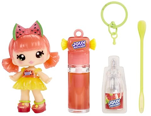Yummiland x Licensed Sweets Lip Gloss Doll: Jolly Rancher - Mimi Watermelon - Includes 1 Doll, DIY Lip Gloss + Removable Keychain, Cosmetic Play, Collectible, Suitable for Children Ages 4+
