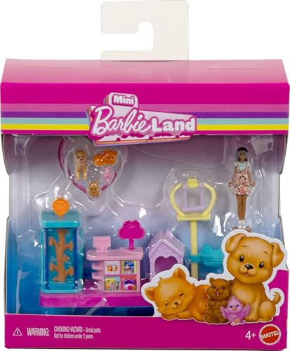 Barbie Mini World Collectibles - Bambola da 3,8 cm e set da gioco interattivi per narrazione