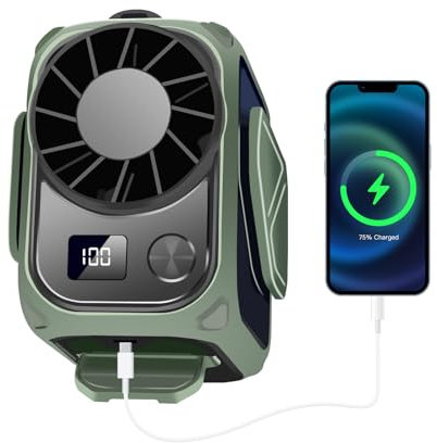 CATGIFF Camping Ventilador, 10000mAh Recargable Mini Ventilador de Mesa con Luz LED, Pantalla LED, Portable Hurricane Potente 20000 RPM para Exterior Viajes Pesca Senderismo Tienda Verde