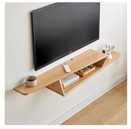 Banc TV Support TV flottant for rangement sous téléviseur, unité TV murale moderne de 59,0 pouces, console de divertissement centrale en chêne, étagère TV flottante for salon, chambre à coucher Meuble