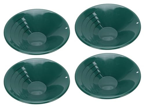 Jiawu 4 Pezzi 10 Pollici di Padelle per L'Oro, Kit di Panning per Padella per L'Oro di Forma Rotonda, Design con Filettatura Interna a 90°, Utensili per Panning per L'Oro all'aperto