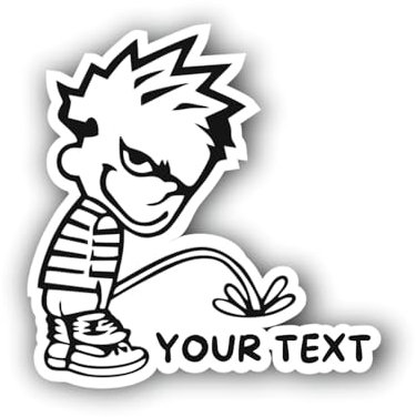 AMA SHOP Adesivo Sagomato Bimbo che fa pipi'l |Personalizzato |Colore nero|adatto per casco auto moto |