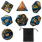 WeddHuis 7 Stück DND Dice Polyedrisches Würfel Set für Dungeon und Dragons MTG RPG D&D (D20, D12, D10, D%, D8, D6, D4) (blau + gold)