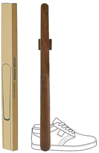 Shoe-horn Magnet-ic Long Wood-en for Men Women Strong Mount Handle Holder | 55cm Long Handled Premium Beech & Magnetic Wall Mounted Shoe Spoon / Lifter / Helper for Seniors Elderly