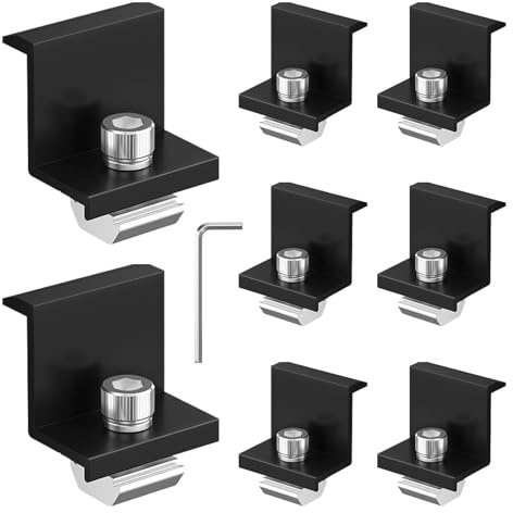 Pmueuff 8 Stück Solarmodul Halterung Endklemme, PV Modul Endklemmen, Aluminiumlegierung Halterung Solarpanel, 30mm Befestigung Solarmodul mit Muttern und Schrauben, für PV Photovoltaik