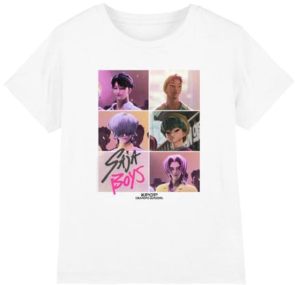Kpop Demon Hunters Unisex Kids K-pop Demon Hunters - Saja Boys Era Grid Kids T Shirt T-Shirt (Pack of 1)