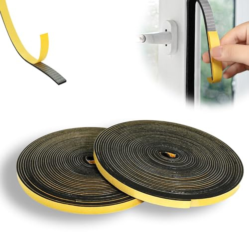 KINETOX 24m Dichtungsband selbstklebend 12mm x 3mm Moosgummi Selbstklebend EPDM Schaumstoff Klebeband Türdichtung Dichtband für Altbautüren die Haustür Fensterdichtung