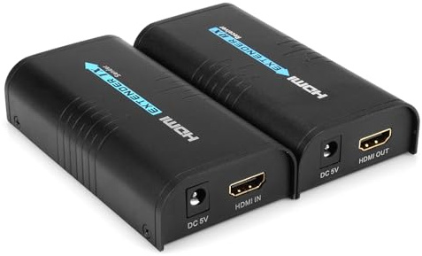 TreasLin HD Extender Receiver 400ft Über Patchkabel LAN Router TCP IP HD 1080P Über Rj45 Cat5 Cat5e Cat6 Unterstützt Sky HD Box Laptop PC DVD STB PS4 373