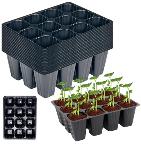 Hojalis 240 Cells Seedling Plug Trays, 20PCS Reusable Seed Starter Container, Plastic Seedling Plant Germination Trays, Garden Care Seed Tray Inserts for Vegetable, Fruit, Seedling Cultivation