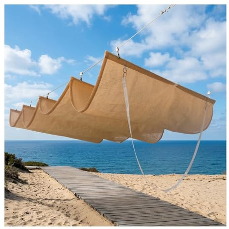 Personalizzata Retrattile Vele Wave Shade,tettoia Retrattile,rete ombreggiante,All'aperto Pergola Copertura Di Ricambio Con Kit Di Montaggio,per terrazze,cortili,verande(W1*L4m/W3.28*L13.12ft)