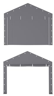 Garvee Bâche de porte zippée robuste pour abri voiture exterieurérieur portable 3,05x6,1m – Toile PE 3 couches résistante, Compatible garage sans cadre – Installation facile, gris, 160G, les pièces dé