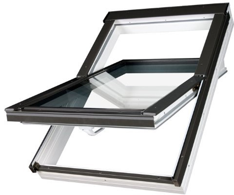 FAKRO Dachfenster Kunststoff PTP-V U3 mit Dauerlüftung und Eindeckrahmen (114 x 140)