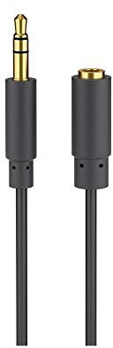 Goobay 97113 Prolunga Audio e Cuffie AUX, 3 Pin e 3.5mm, Slim, Nero, 1m Lunghezza del Cavo, 2.6mm Diametro