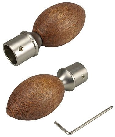 Liedeco Endstück für Gardinenstangen Egg Landhaus, ø 16 mm, 1 Stück - chrom-matt/nussbaum
