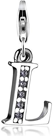 Nenalina Buchstabe L Karabiner Charm Anhänger für Bettelarmband aus 925 Sterling Silber 712712-019