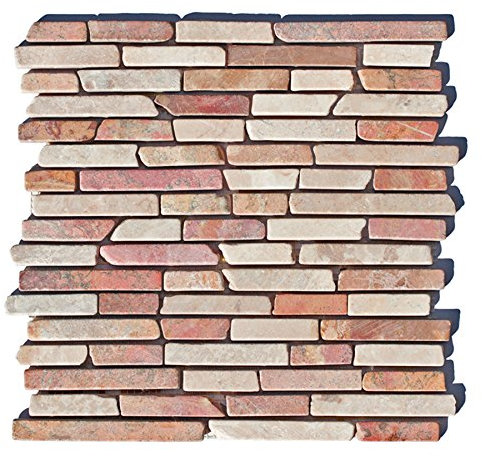 ST-434 Marmor Naturstein Stäbchen Mosaikfliesen mediterran Rot Beige Weiß Design Fliesen Lager Verkauf Stein-Mosaik Herne NRW