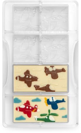 Decora 0050137 Moule pour Chocolat Tablette DE Avions&HÉLICOPTÈRES, Autre, Transparent